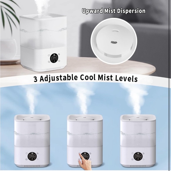 4L Top Fill Quiet Cool Mist Air Humidifier w LED Lights & Auto Shut-Off - Picture 7 of 9